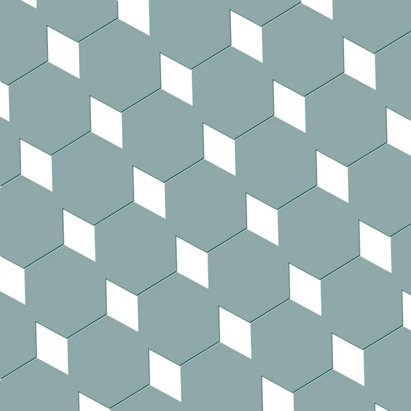 A cubist abstract art box illusion wallpaper texture with diamonds and hexagons in pastel green and white