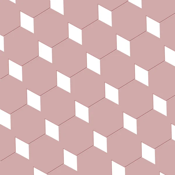 Kubistický Abstraktní Box Iluze Tapety Textury Diamanty Šestiúhelníky Pastelové Růžové — Stock fotografie