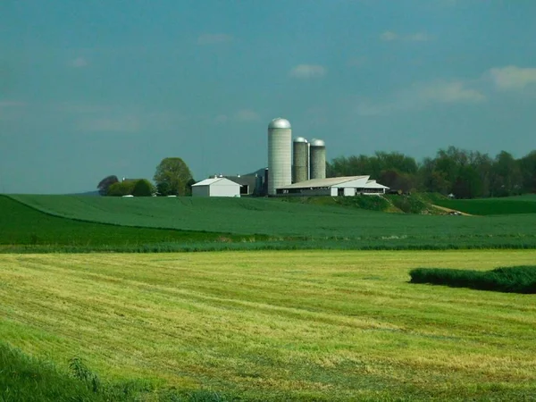 Bauernhof Und Hektar Land Frühling Der Nähe Von Hershey Pennsylvania — Stockfoto