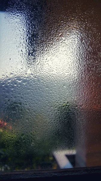 Okno Szklane Efektem Wilgoci Wayanad — Zdjęcie stockowe