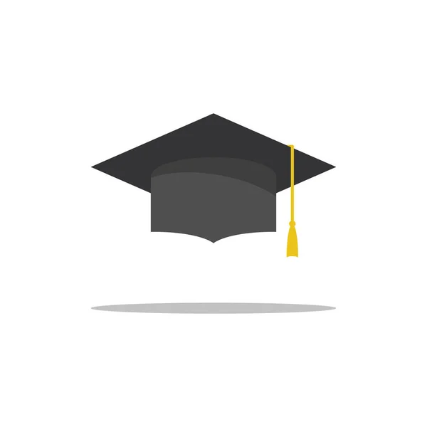 Icono Tapa Graduado Negro Graduación Educación Vector Ilustración — Vector de stock