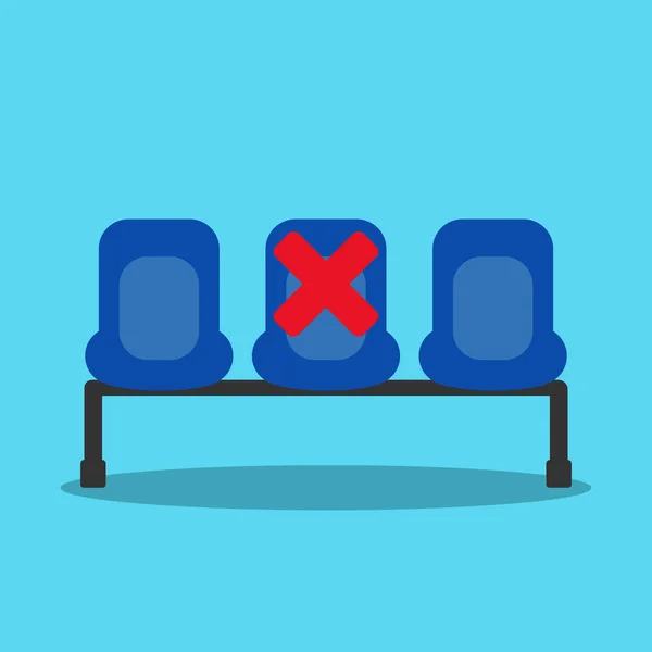 Νέα Κανονική Καρέκλες Αναμονής Σταυρό Σημείο Σημειώνονται Κοινωνική Έννοια Αποστασιοποίηση — Διανυσματικό Αρχείο
