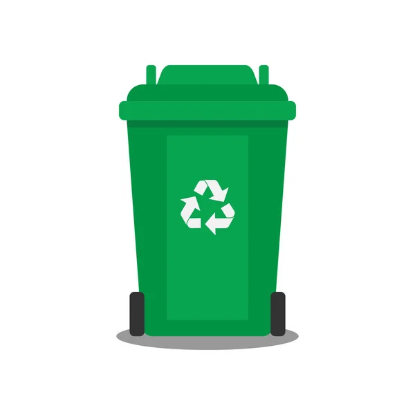 Yeşil çöp kutusu simgesi, çöp kutusu geri dönüşüm sembolü, vektör, illüstrasyon. 