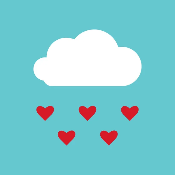 Kalplerin bulutu ve yağmuru, yağmurlu aşk bulutu karikatürü kalpler, vektör, illüstrasyon.