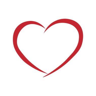 Kırmızı kalp ikonu, kalp şekli, vektör, illüstrasyon.