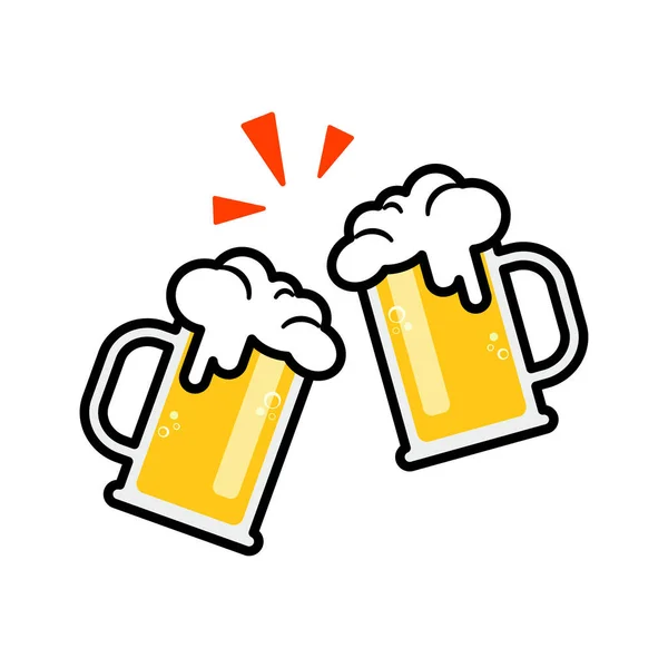 Δύο Κούπες Μπύρα Ποτό Craft Μπύρα Ένα Φίλο Ιδέα Φεστιβάλ — Διανυσματικό Αρχείο