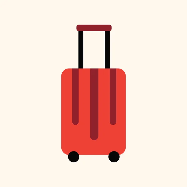 Piros Utazási Poggyász Ikon Poggyász Táska Bőrönd Lapos Stílusban Vektor — Stock Vector