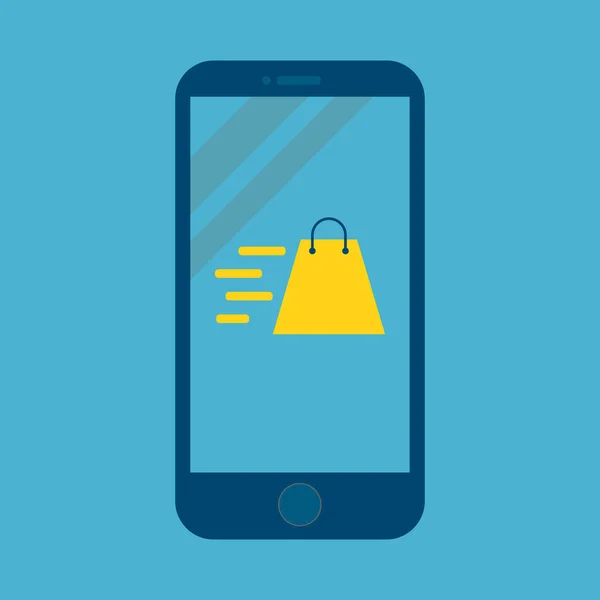 İnternet üzerinden alışveriş, mobil konsept, vektör, illüstrasyon.