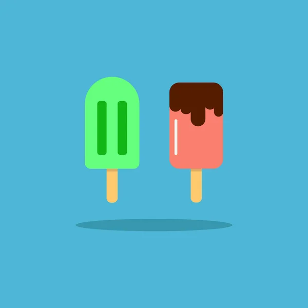 Çift dondurma ikonu, tatlı dondurma, düz dizayn, vektör, illüstrasyon. 