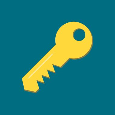 Anahtar ana simgesi, anahtar simgesi, güvenlik ve koruma, düz tasarım, vektör, illüstrasyon.