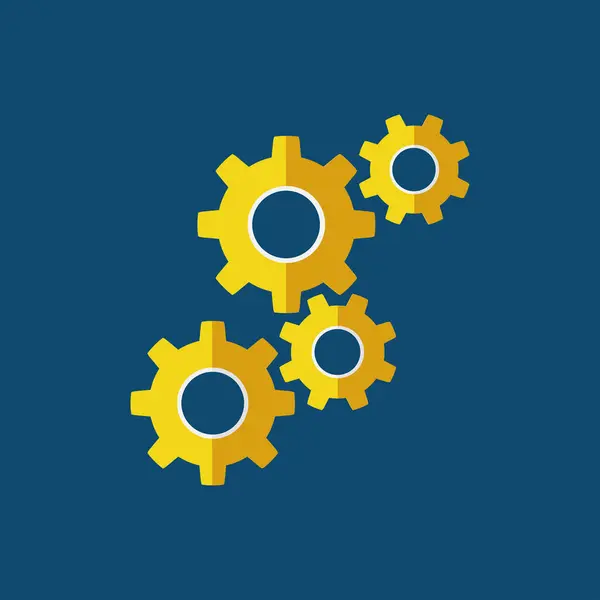 Vites simgesi, 4 dişli dişli tekerlek, takım çalışması, vektör, illüstrasyon.