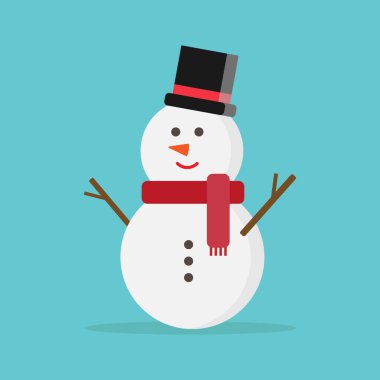 Kardan adam simgesi, mutlu noeller, kar festivali, vektör, illüstrasyon.