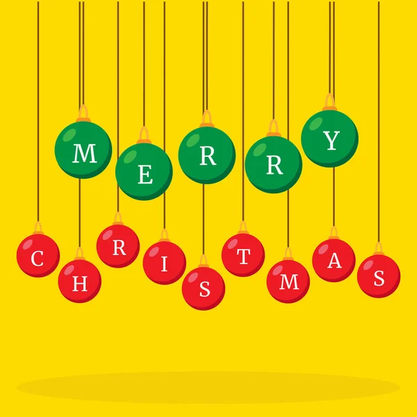 Mutlu Noeller, yeşil ve kırmızı noel baloları, vektör, illüstrasyon.