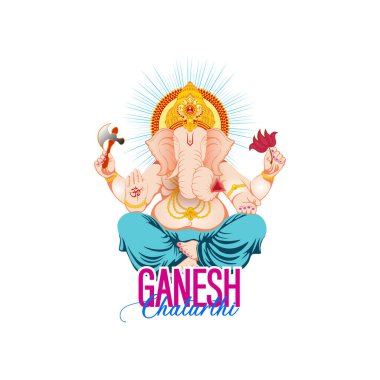 Ganesh Chaturthi festivali için Lord Ganpati karikatür arka planının vektör çizimi