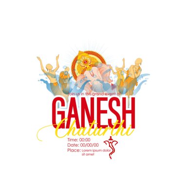 Ganesh Chaturthi festivali için Lord Ganpati karikatür arka planının vektör çizimi