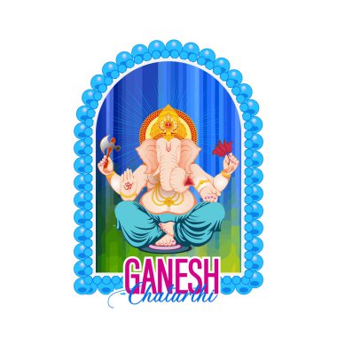 Ganesh Chaturthi festivali için Lord Ganpati karikatür arka planının vektör çizimi