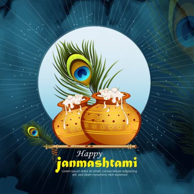 Janmashtami 'nin mutlu bir resmi. Tanrı Krishna