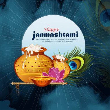 Janmashtami 'nin mutlu bir resmi. Tanrı Krishna