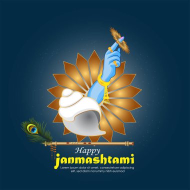 Janmashtami 'nin mutlu bir resmi. Tanrı Krishna