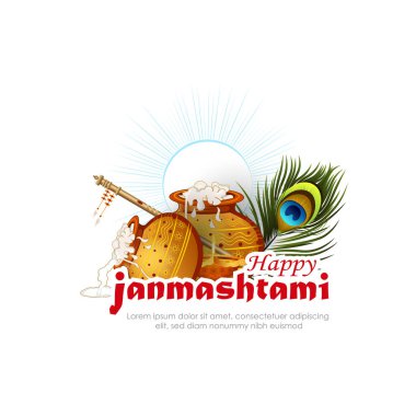 Janmashtami 'nin mutlu bir resmi. Tanrı Krishna