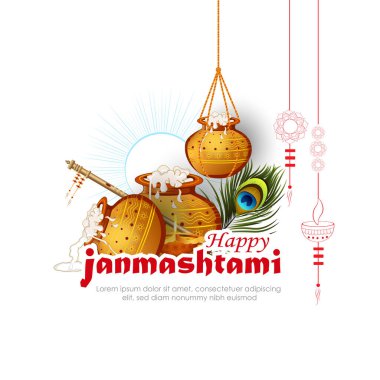 Janmashtami 'nin mutlu bir resmi. Tanrı Krishna