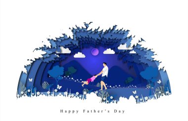 Beyaz 3 boyutlu kağıt kesim tarzından Babalar Günün kutlu olsun..