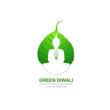 Küresel tasarım geçmişi için soyut Yeşil Diwali festivali diya.