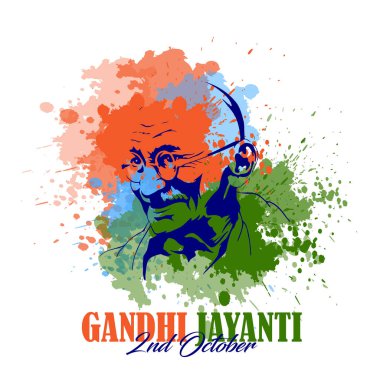 Hindistan-12 Haziran: Gandi Jayanti 'nin vektör çizimi. 2 Ekim - Vektör
