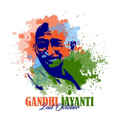 Hindistan-12 Haziran: Gandi Jayanti 'nin vektör çizimi. 2 Ekim - Vektör