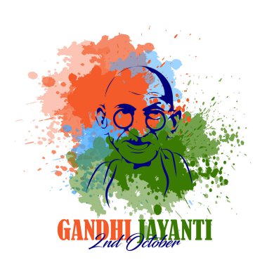 Hindistan-12 Haziran: Gandi Jayanti 'nin vektör çizimi. 2 Ekim - Vektör