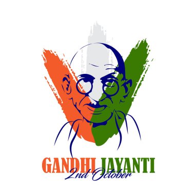 Hindistan-12 Haziran: Gandi Jayanti 'nin vektör çizimi. 2 Ekim - Vektör