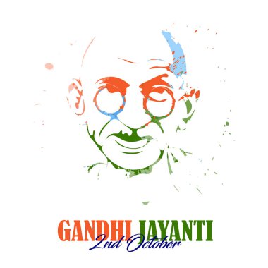 Hindistan-12 Haziran: Gandi Jayanti 'nin vektör çizimi. 2 Ekim - Vektör
