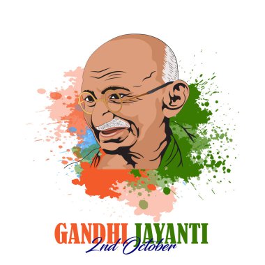 Hindistan-12 Haziran: Gandi Jayanti 'nin vektör çizimi. 2 Ekim - Vektör