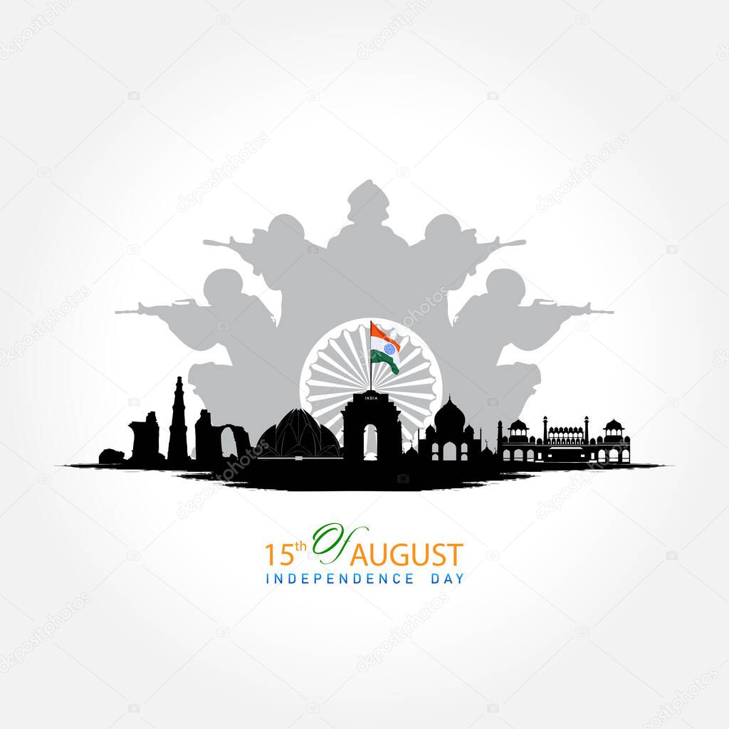 15 august- India independence day celebration. vector illustration