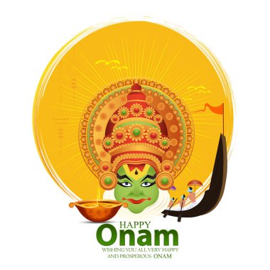 Güney Hindistan-Kerala Mutlu Onam Festivali 'nin vektör çizimi.