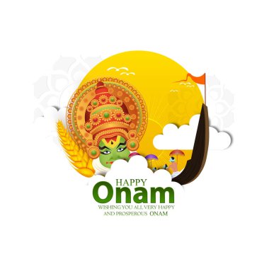 Güney Hindistan-Kerala Mutlu Onam Festivali 'nin vektör çizimi.