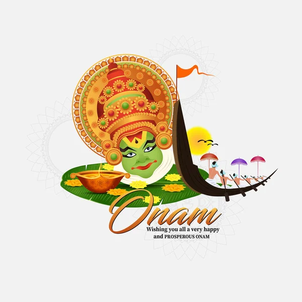 Illustrazione Vettoriale Del Festival Happy Onam Del Sud India Kerala — Vettoriale Stock