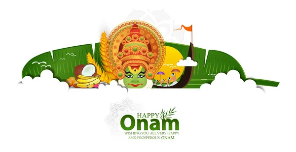 Διανυσματική Απεικόνιση Του Happy Onam Φεστιβάλ Της Νότιας Ινδίας Κεράλα — Διανυσματικό Αρχείο