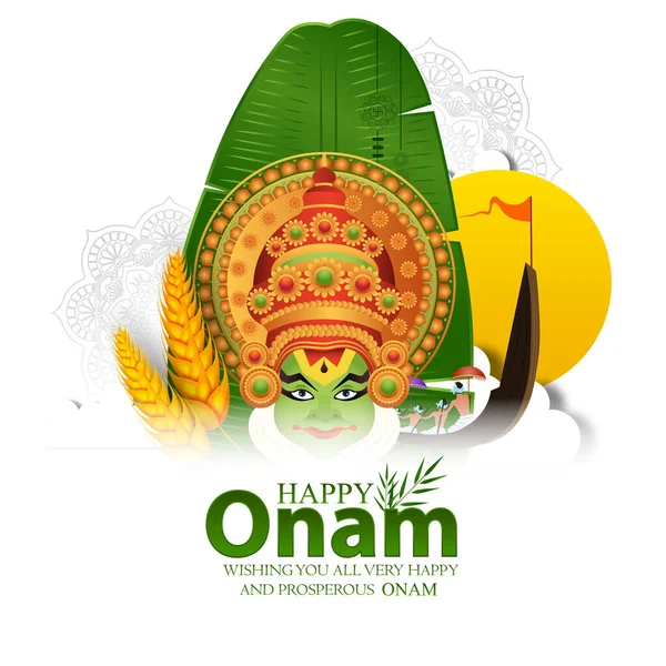 Illustrazione Vettoriale Del Festival Happy Onam Del Sud India Kerala — Vettoriale Stock