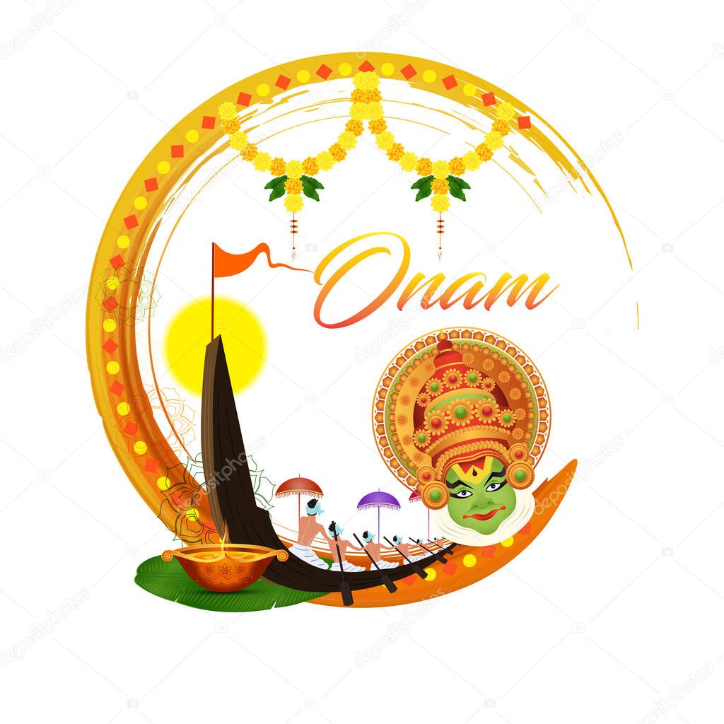 vector illustration of Happy Onam festival of South India-Kerala.