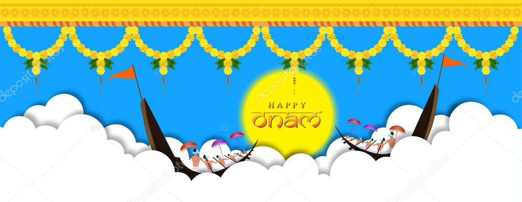 vector illustration of Happy Onam festival of South India-Kerala.