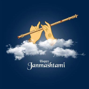 Mutlu Janmashtami 'nin vektör çizimi. Tanrı Krishna
