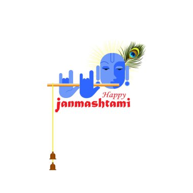 Mutlu Janmashtami 'nin vektör çizimi. Tanrı Krishna