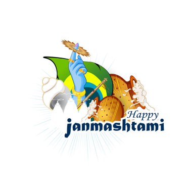 Mutlu Janmashtami 'nin vektör çizimi. Tanrı Krishna