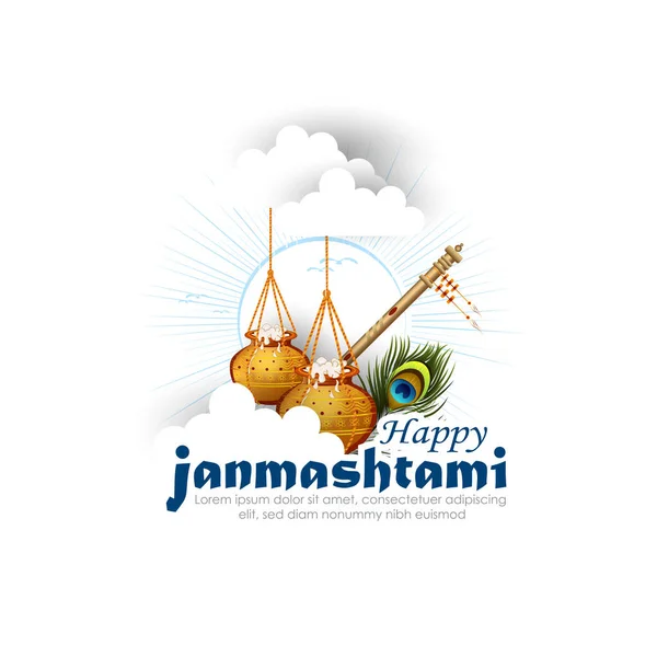 Ilustração Vetorial Feliz Janmashtami Lorde Krishna —  Vetores de Stock