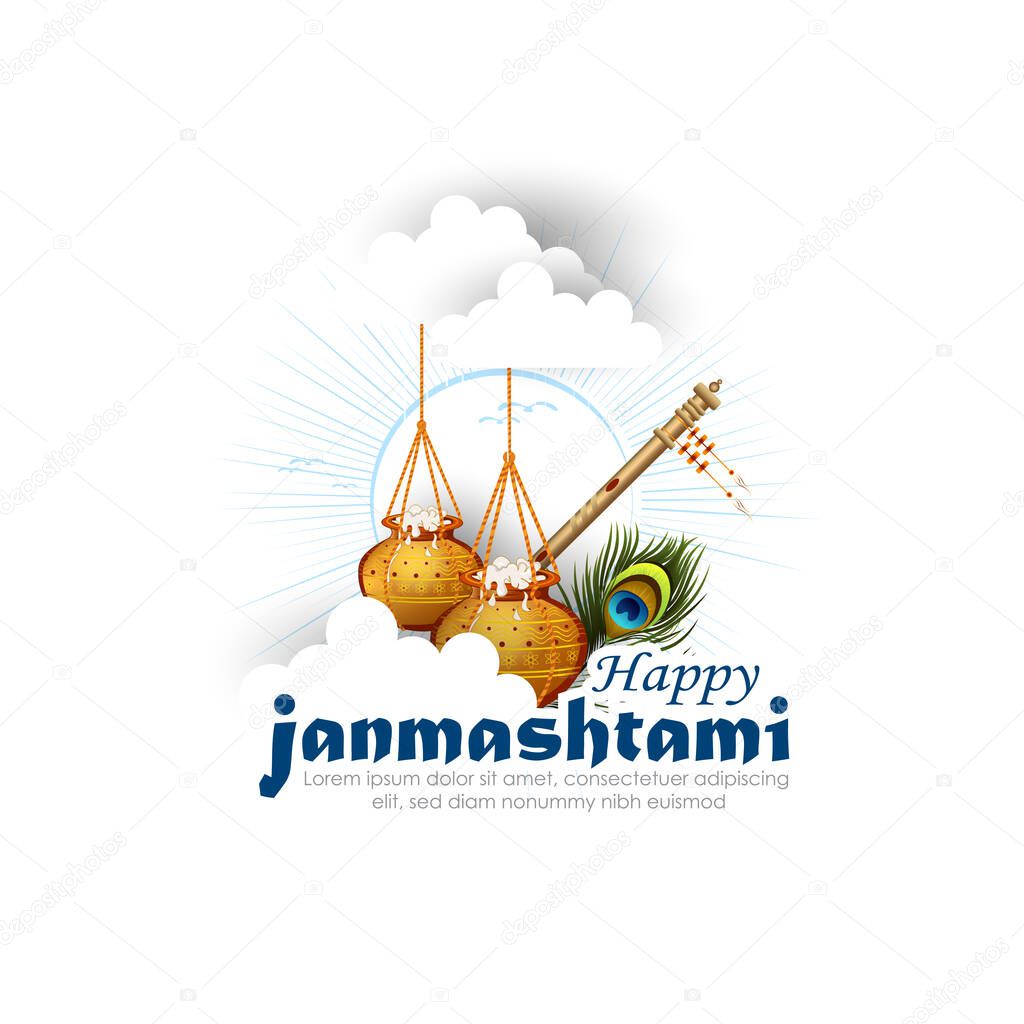 vector illustration of happy Janmashtami. Lord Krishna