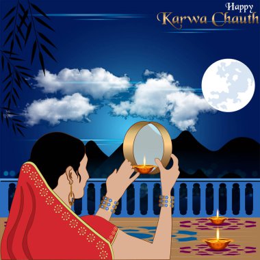 Altın arkaplanlı mutlu Karwa Chauth festivali kartları.