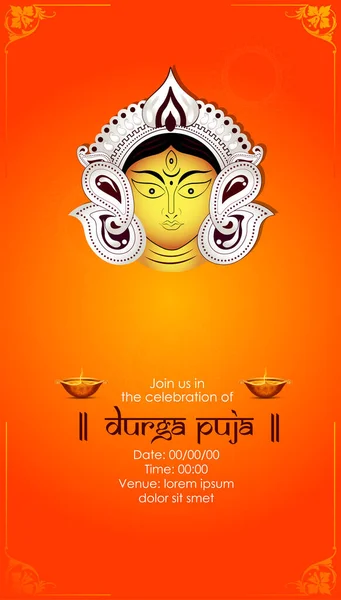 Estilo Inovador Abstrato Dourado Maa Durga Design Illustration Durga Puja —  Vetores de Stock