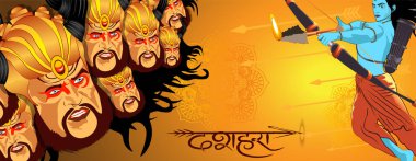 Mutlu Dussehra Hindistan Festivali 'nin yenilikçi vektör illüstrasyonu.