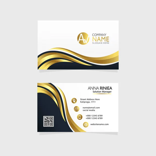 Gold Visitenkarten Design Vektor Flat Design Vector Illustration Schreibwarendesign — Stockvektor